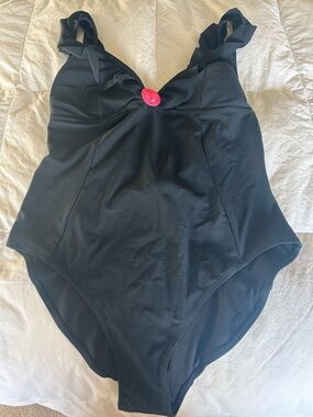 Accessorize Black Ruffle Strap One-Piece Swimsuit